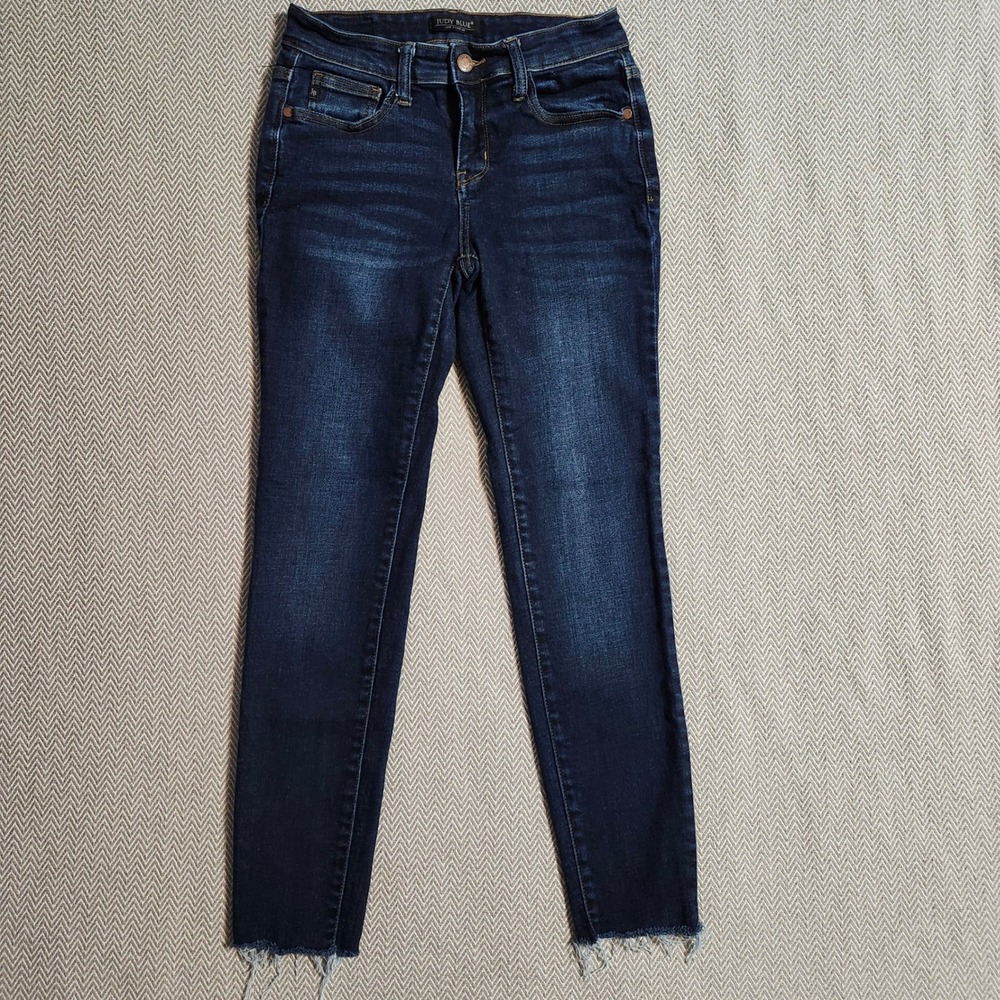 Judy Blue Skinny Jeans Dark Wash Raw Hem JB82110DK Size 5/27